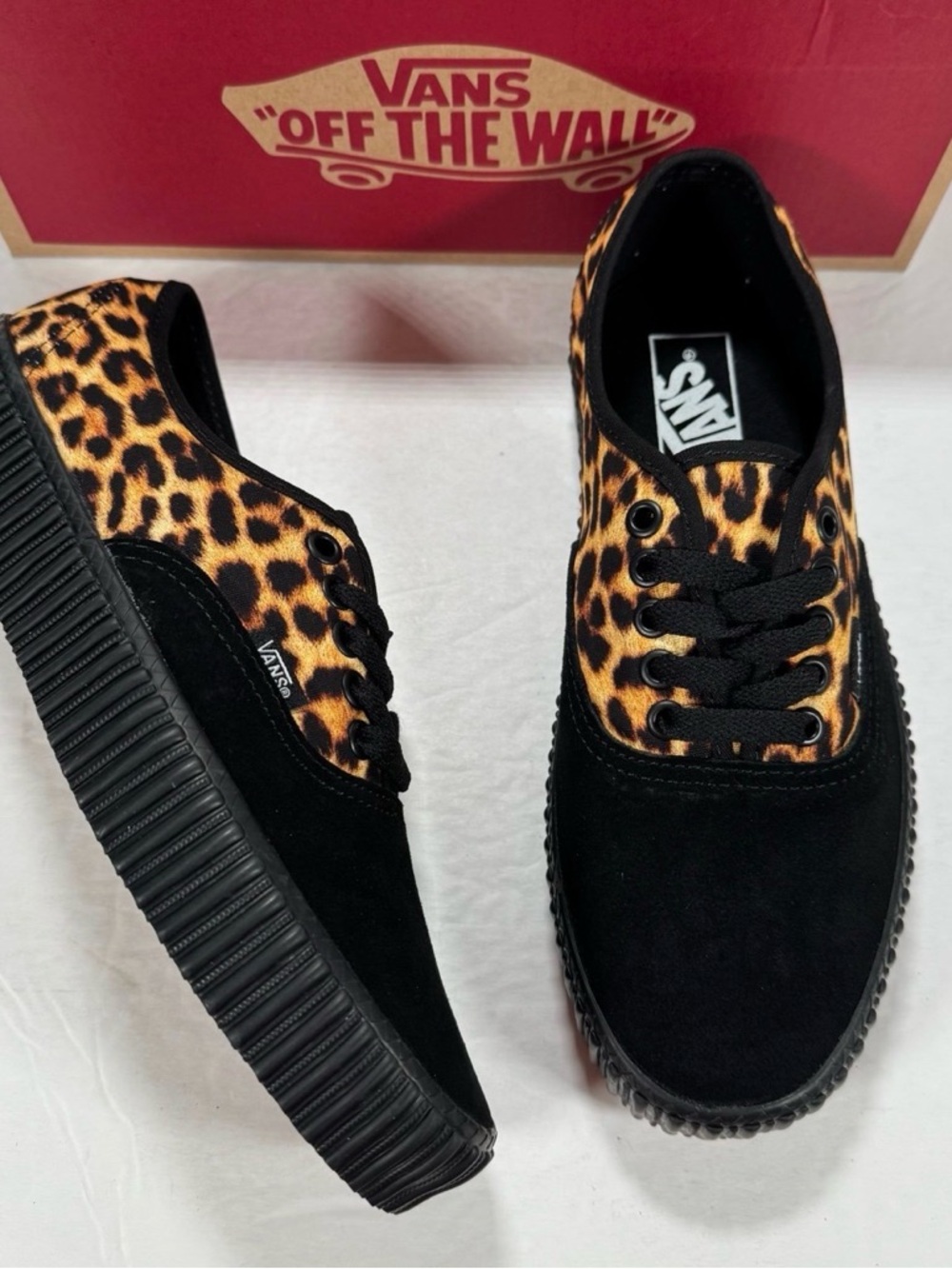 Vans Authentic Creeper Leopard Brown Black Sneakers Women 9 Men 7.5